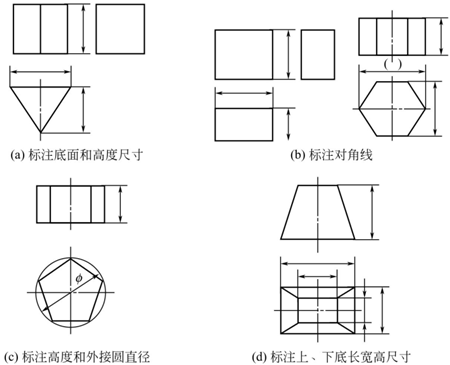 图1-7平面体钣金加工件的尺寸标注